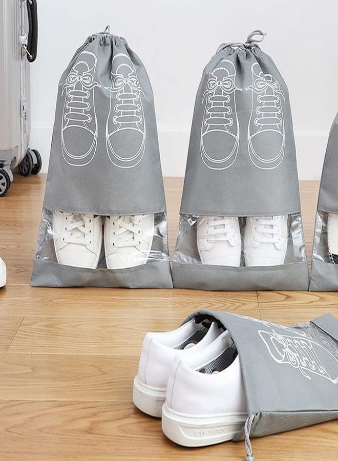 HOMENITY مجموعة حقائب تخزين الأحذية من هومينيتي® - 12 قطعة، حقائب قابلة للغسل وإعادة الاستخدام مع أربطة، مقاومة للماء والغبار، حقائب سفر ملونة شفافة، مقاس 41 × 30 سم - Image 2